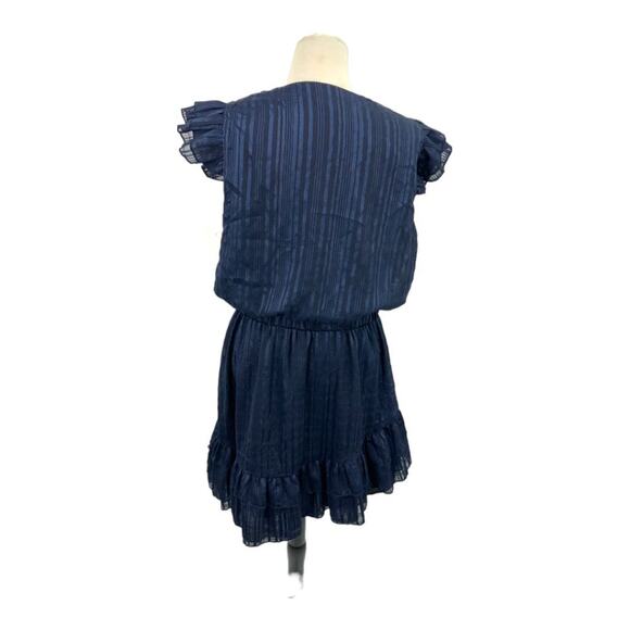 Area Stars Shadow Stripe Ruffle Dress Navy Blue Size Large NWOT $125 MSRP - Picture 9 of 9